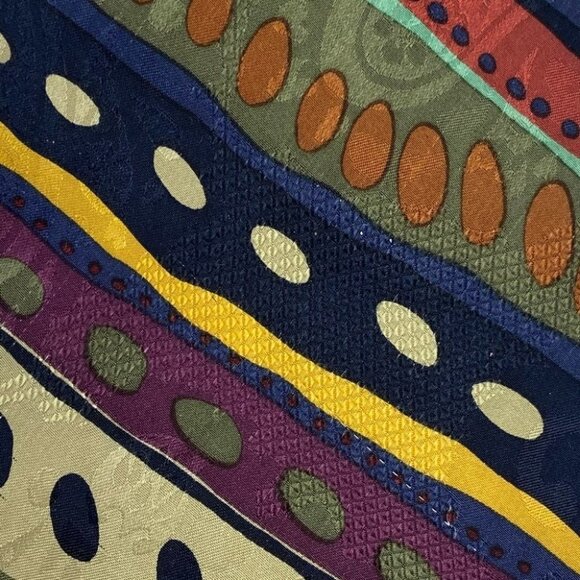 Consenso Milano 100% Silk Tie Multicolor Print Made In Italy Polka Dot Blue Plum - Picture 3 of 7